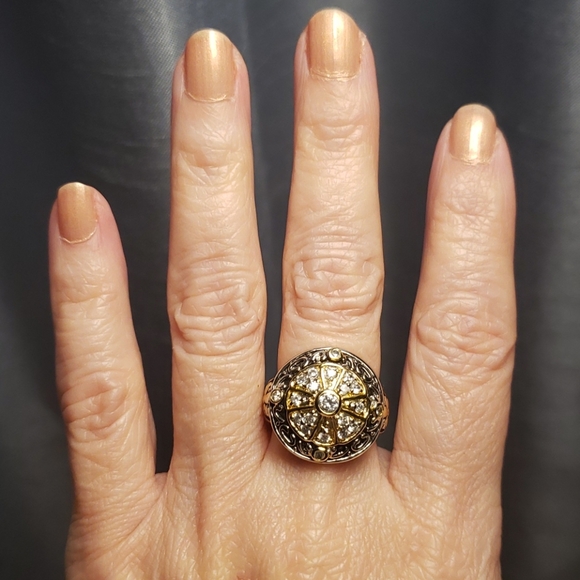 Gold and silver with Swarovski crystal ring - Picture 1 of 6